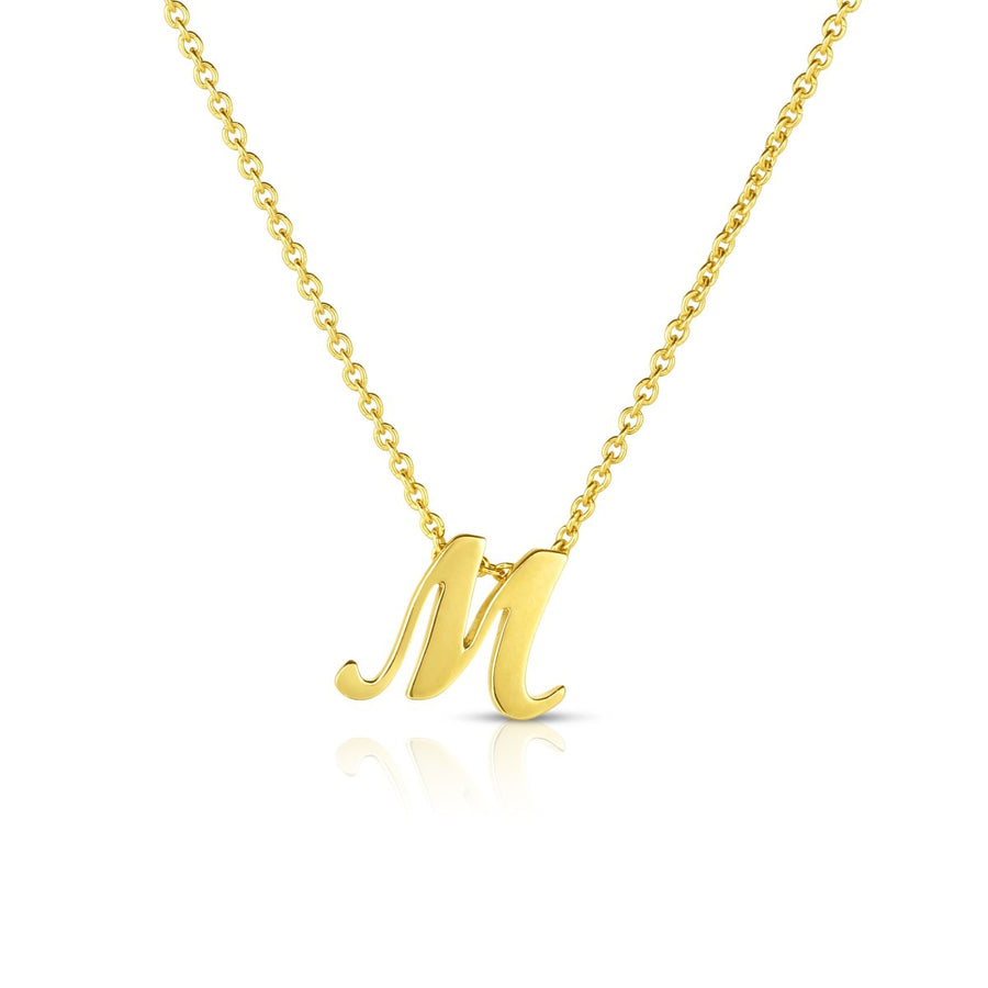 Small Script Initial M Pendant on Chain