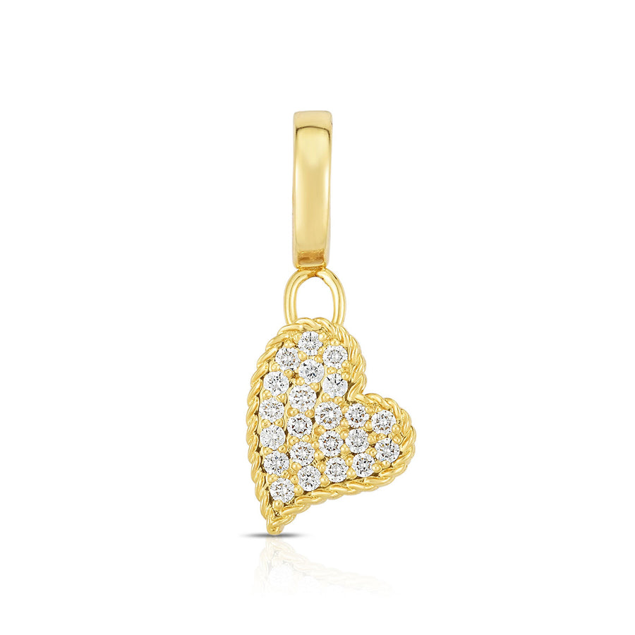 18K Gold and Diamond Princess Heart Charm