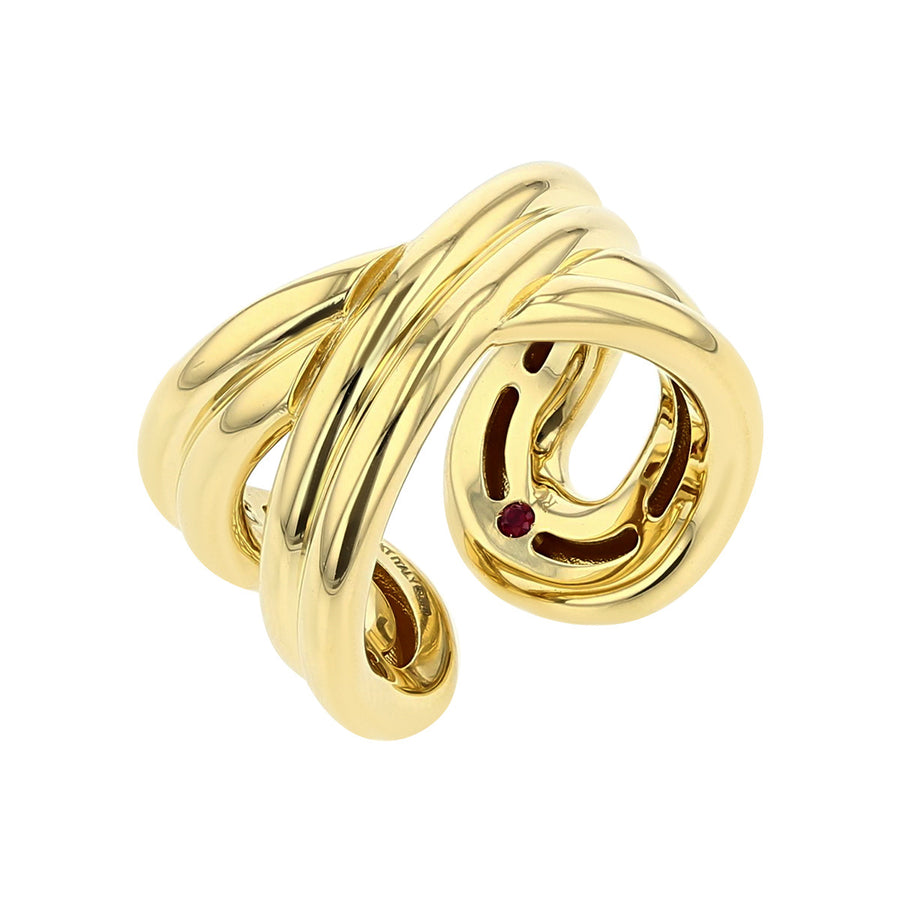 18K Yellow Gold Crossover Ring