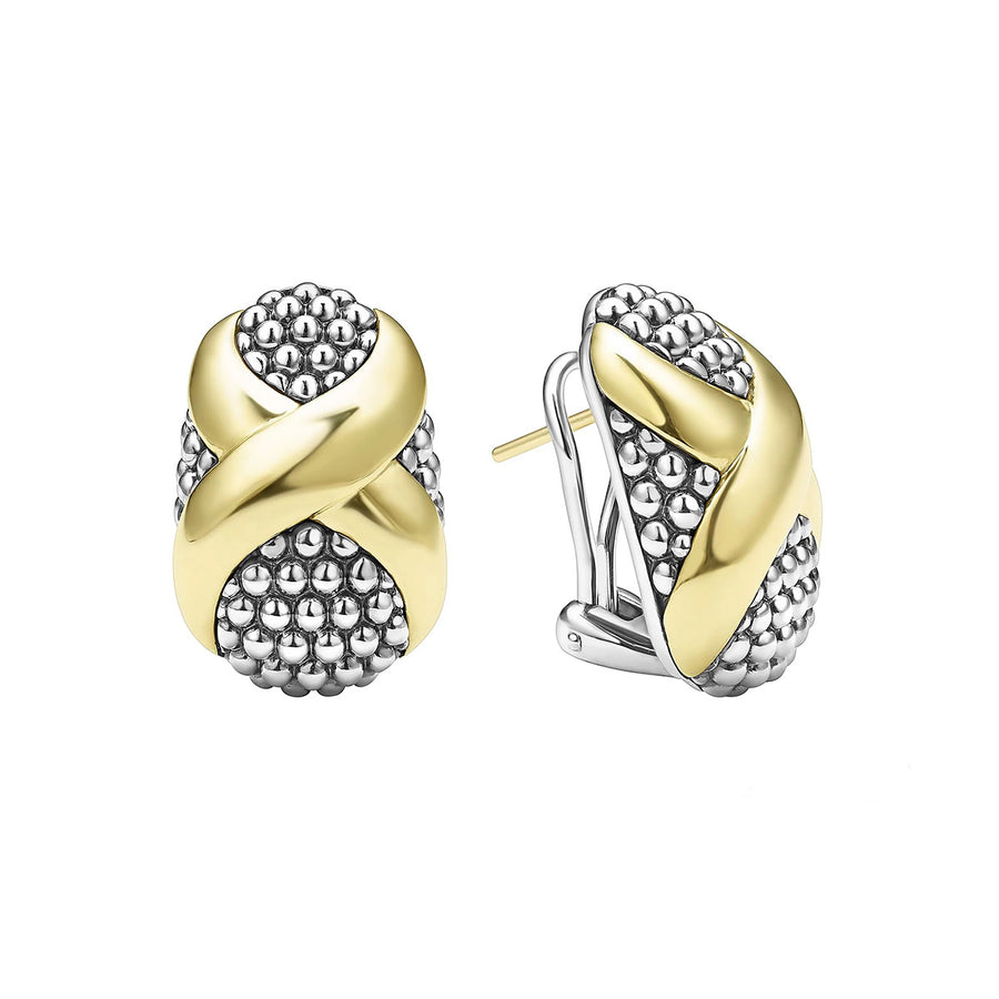 Two-Tone X Omega Clip Earrings