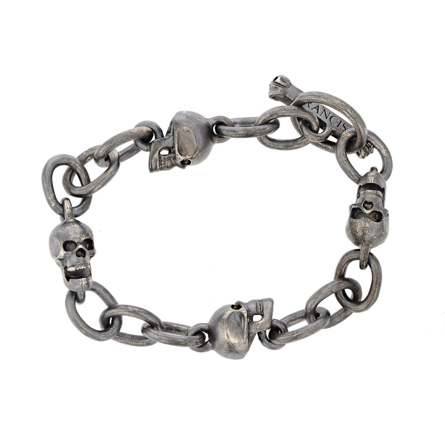 Sterling Silver Oxidized Black Skull Bracelet