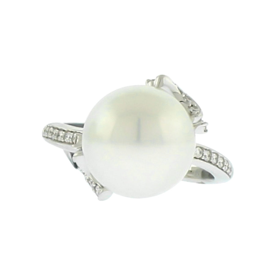 South Sea Pearl and Diamond Ring in 18K White Gold