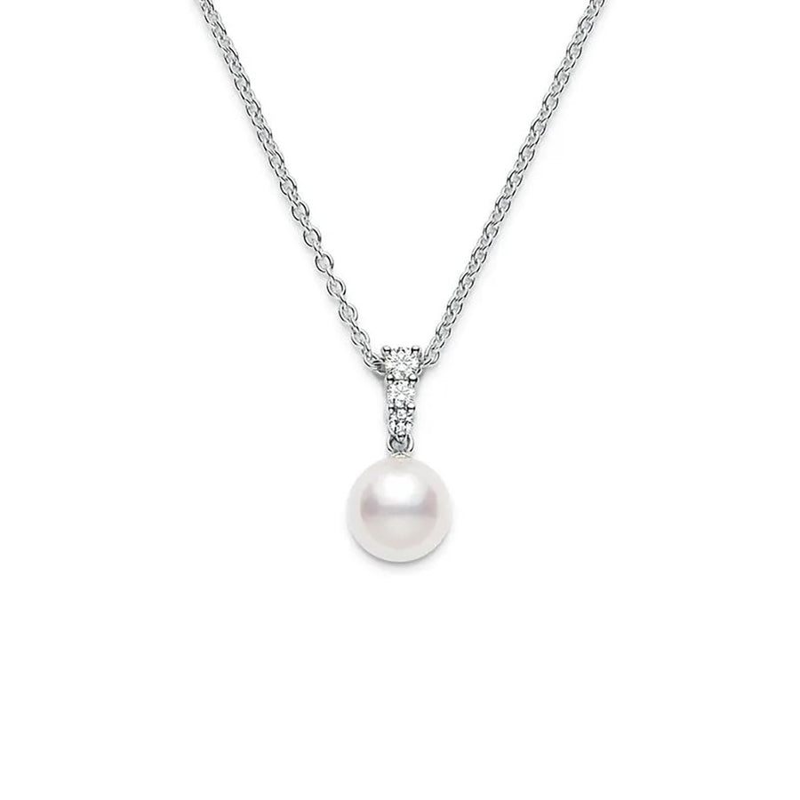 Morning Dew Akoya Cultured Pearl Pendant in 18K White Gold