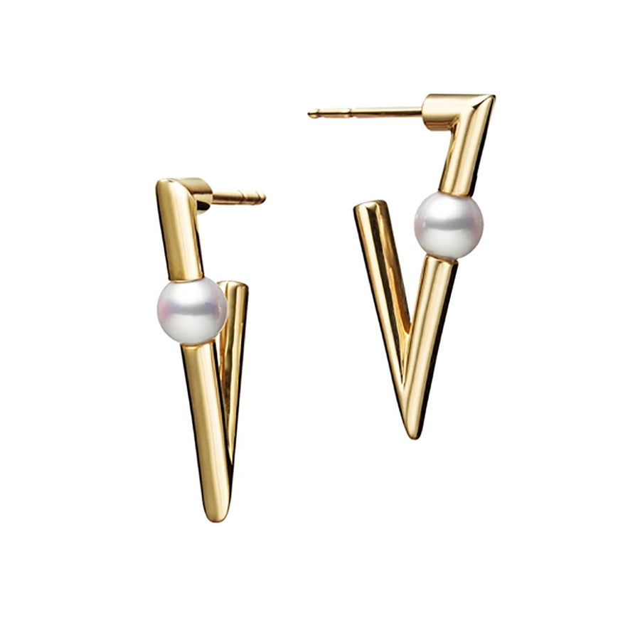 Akoya Cultured Pearl Earrings in 18K Yellow Gold