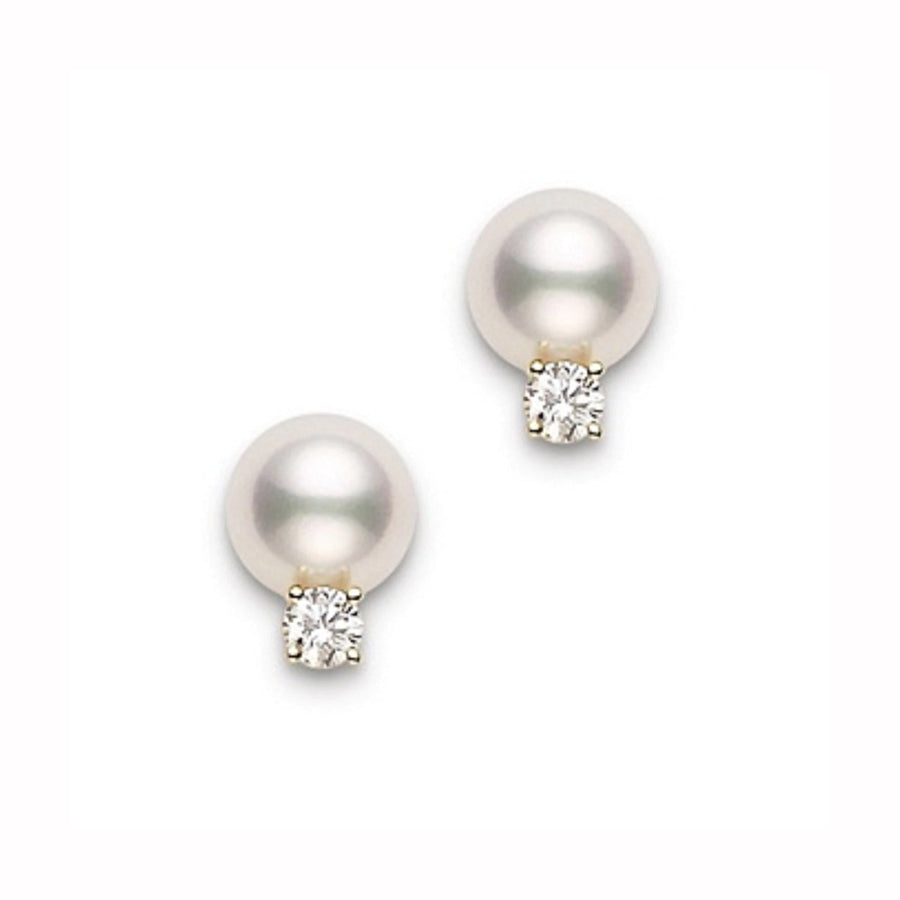 Akoya Cultured Pearl and Diamond Stud Earrings