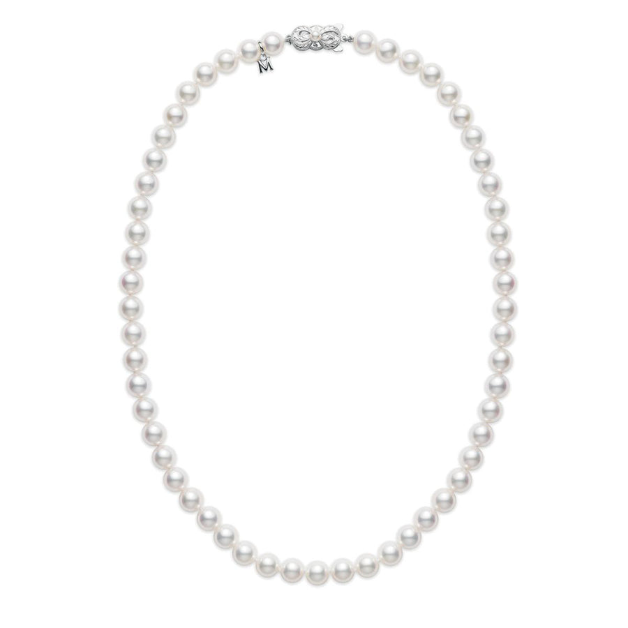16-Inch Cultured Pearl Strand Necklace 18K White Gold Clasp