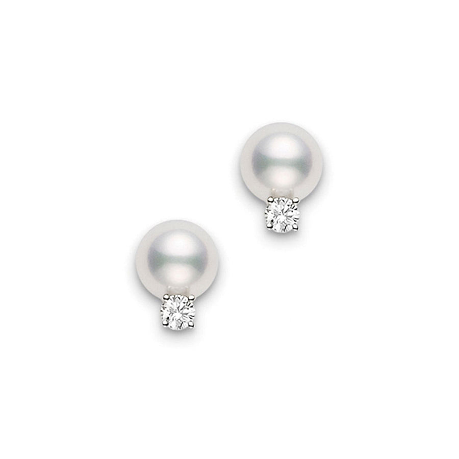 Akoya Pearl Diamond Stud Earrings