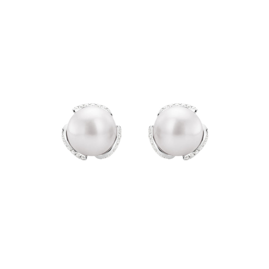 Akoya Cultured Pearl and Diamond Stud Earrings