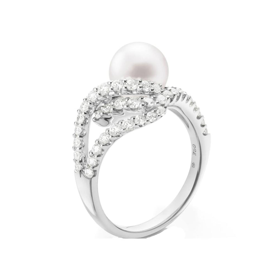 Laurel Akoya Pearl and Diamond Ring
