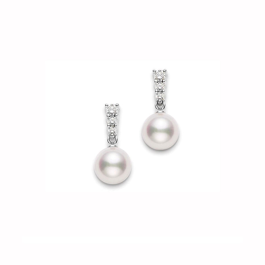 Akoya Cultured Pearl and Diamond Drop Earrings