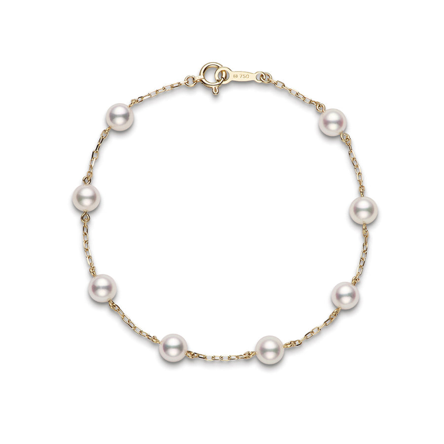 Akoya Cultured Pearl Station Bracelet in Rose Gold