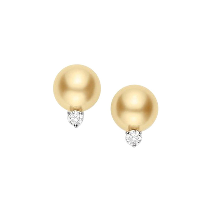 Golden South Sea Stud Earrings with Diamonds