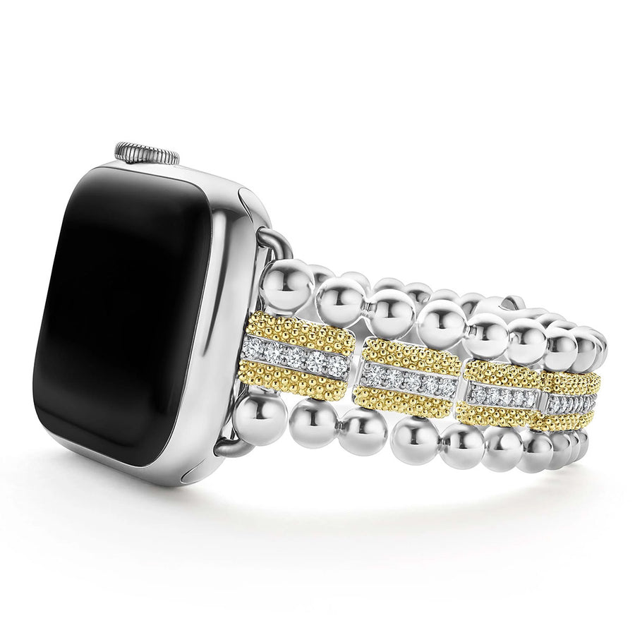 18K Gold and Diamond Caviar Beaded Watch Bracelet - 38-45mm