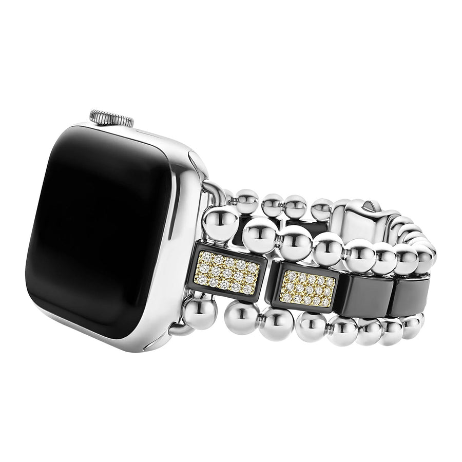 Black Ceramic Half Diamond Watch Bracelet-38-45mm