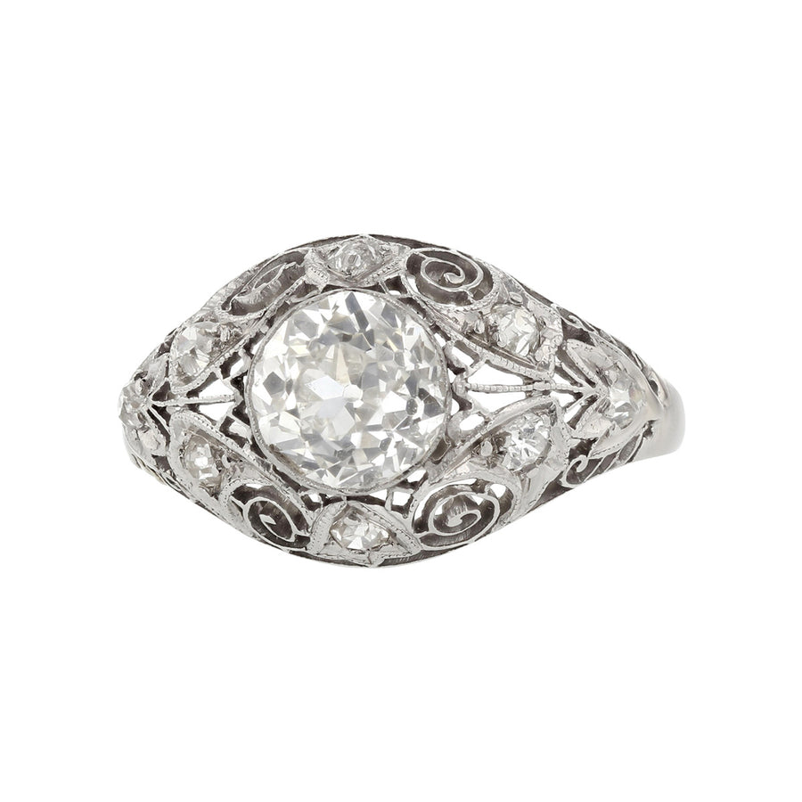 Platinum Diamond Filigree Engagement Ring