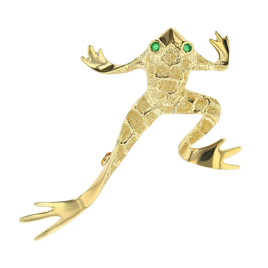 14k Solid Gold Frog Pin