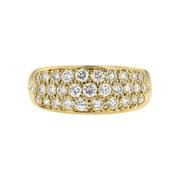 18K Yellow Gold Diamond Three Row Dome Ring