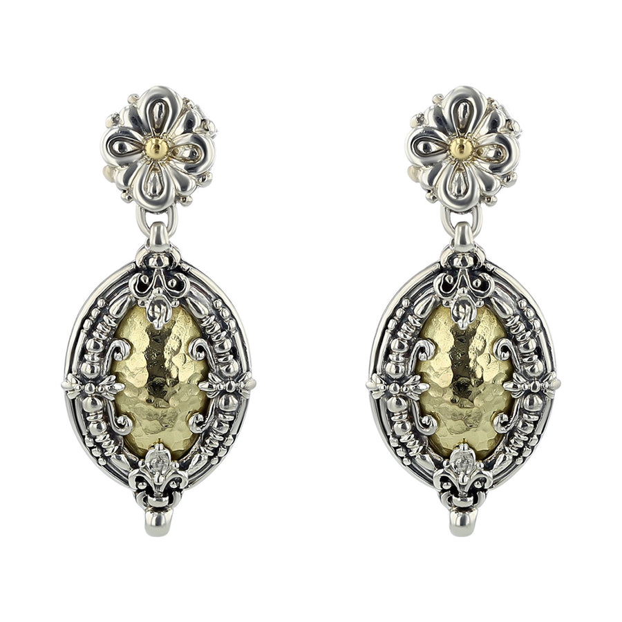 Konstantino Silver and 18K Oval Drop Earrings