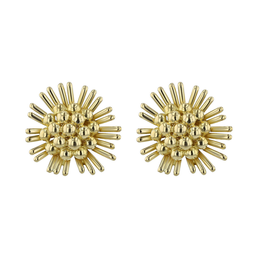 18K Yellow Gold Open Flower Stud Earrings