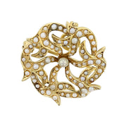 Edwardian 14K Yellow Gold Seed Pearl Pin