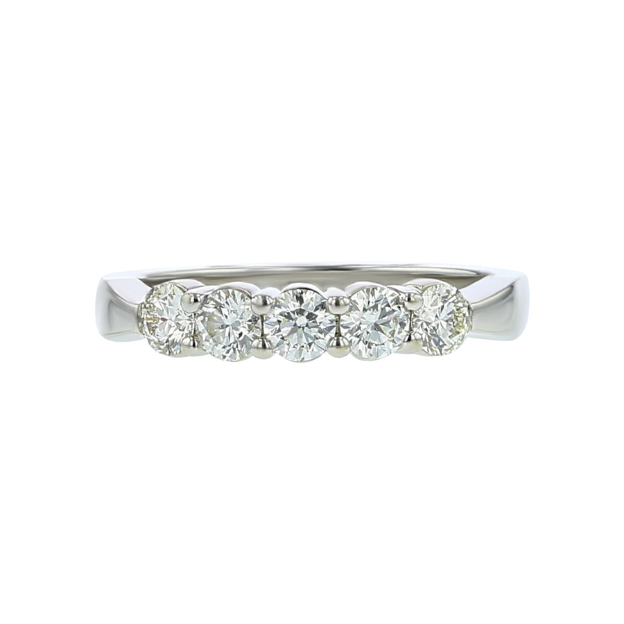 Hearts On Fire 18K White Gold Five Stone Wedding Band