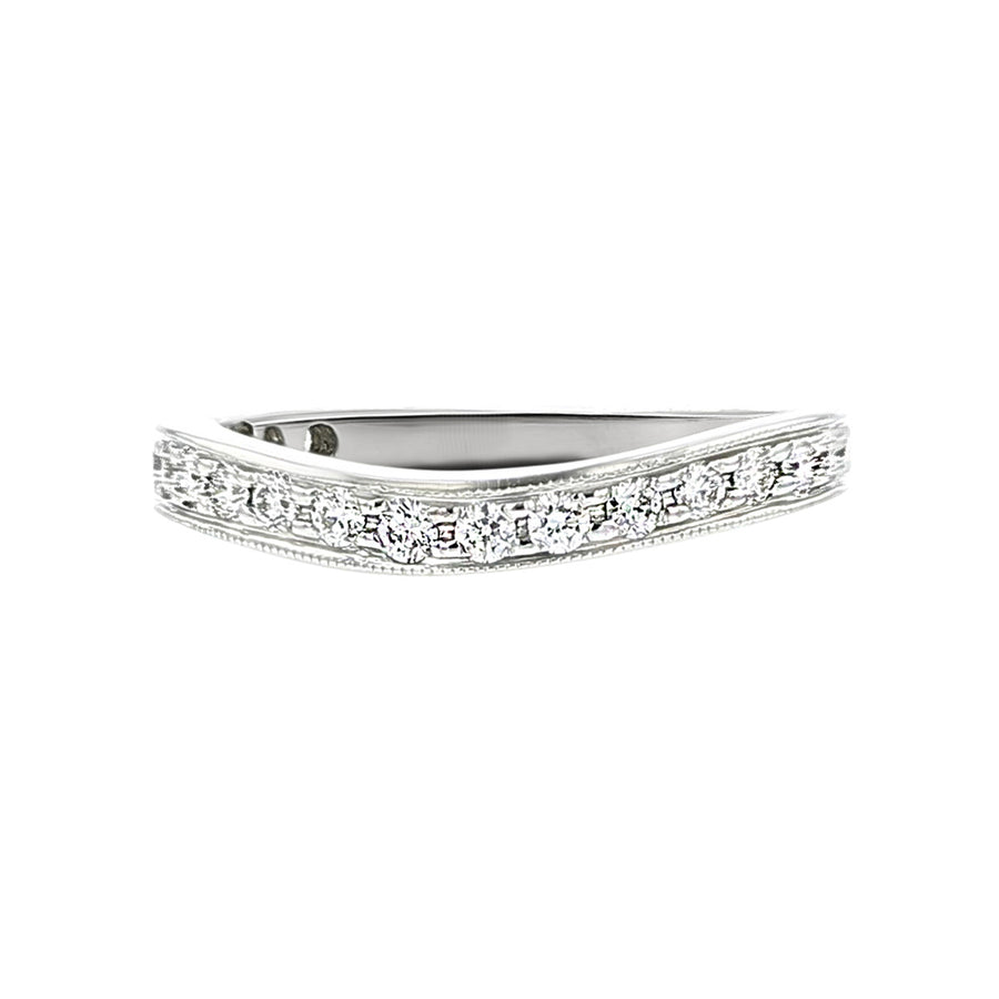 Palladium Diamond Curved Stackable Wedding Band