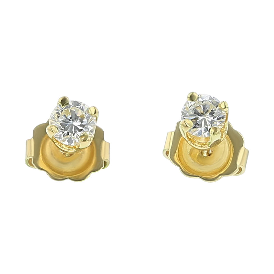 14K Yellow Gold Diamond Stud Earrings