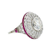 Platinum Diamond and Ruby Ballerina Ring