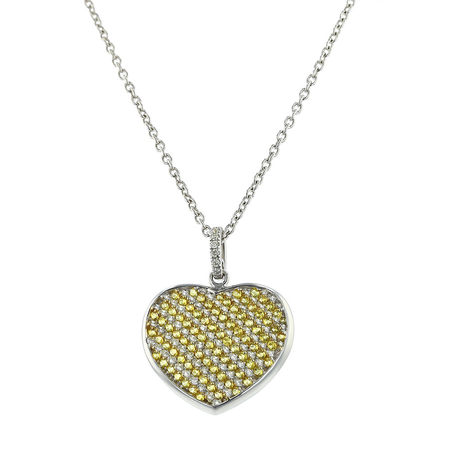 Miiori Yellow Sapphire and Diamond Heart Pendant Necklace