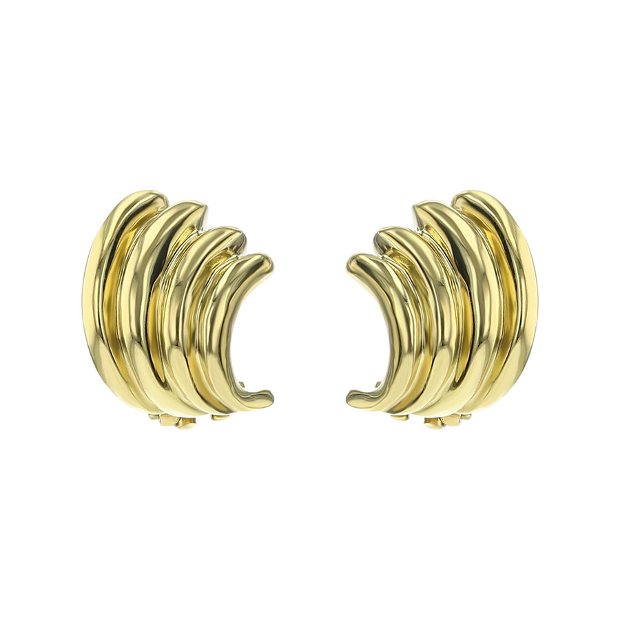 14K Yellow Gold Shrimp Sweepback Earrings