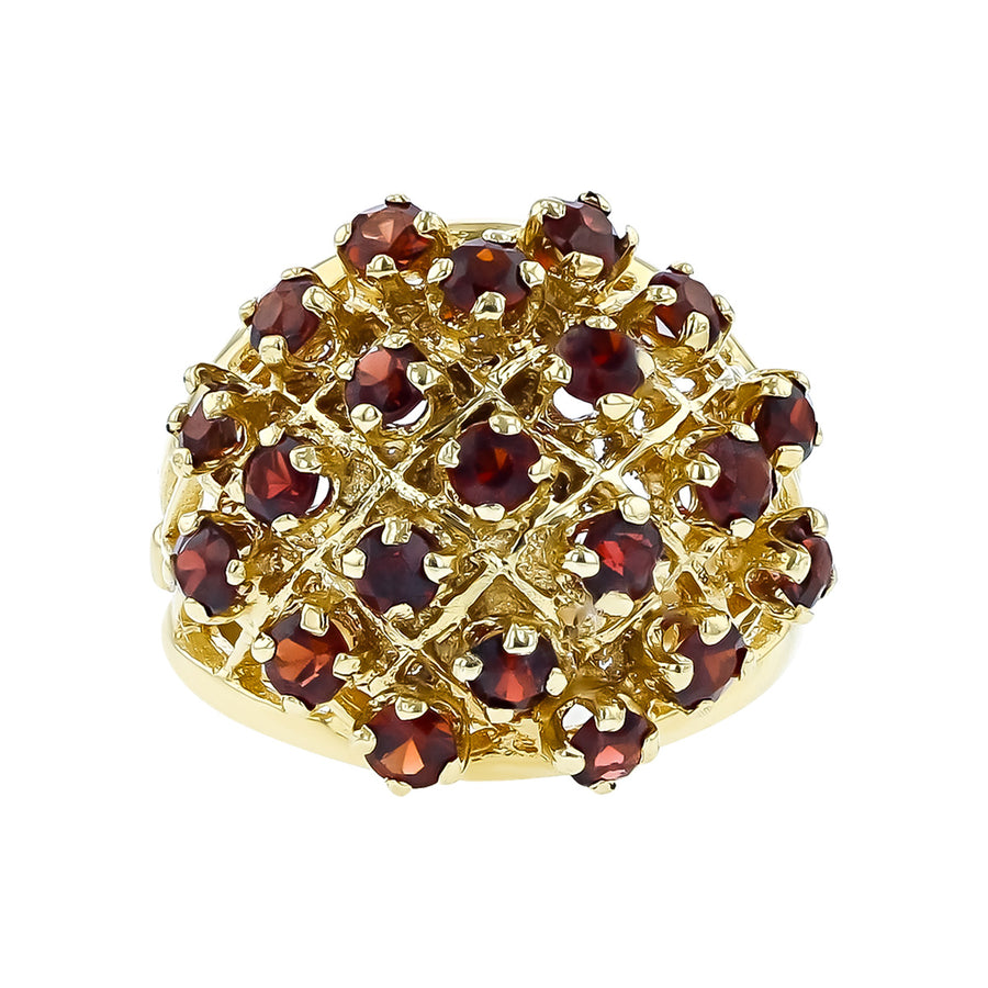 Mid-Century 14K Yellow Gold Garnet Dome Ring