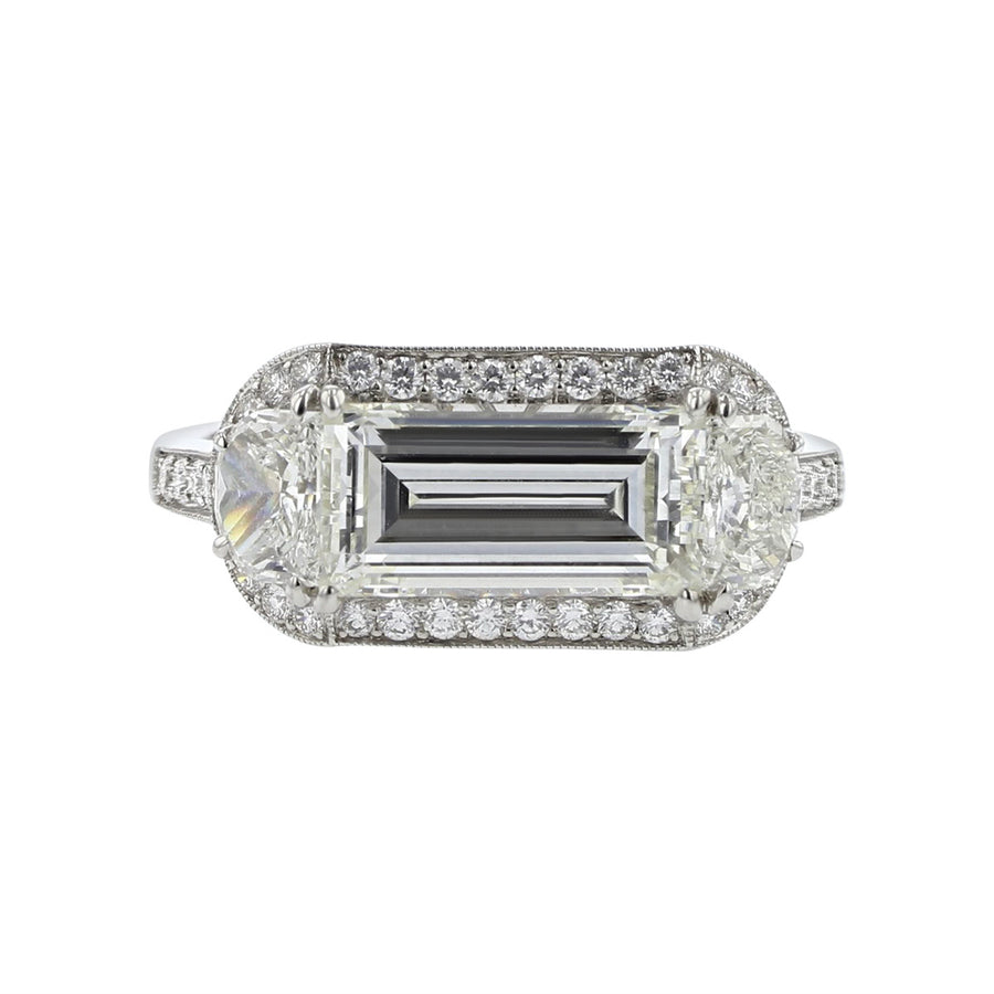 Platinum 2.02 Carat Emerald-Cut Diamond Halo Ring