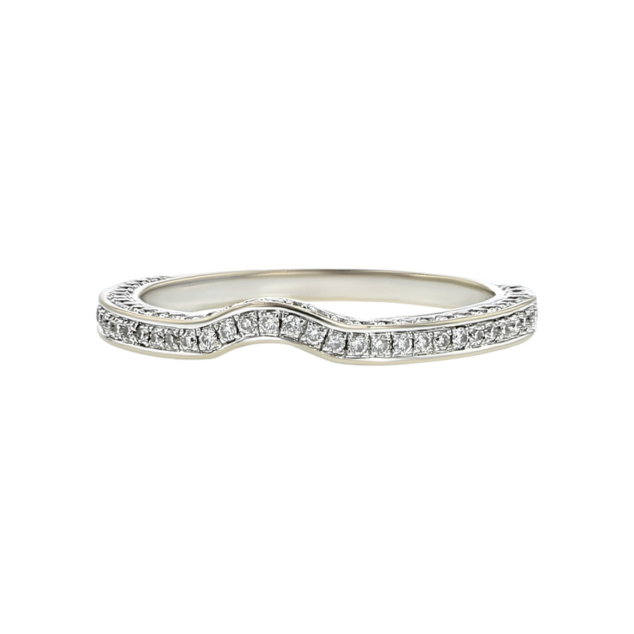 18K White Gold Contoured 3-Sided Wedding Band