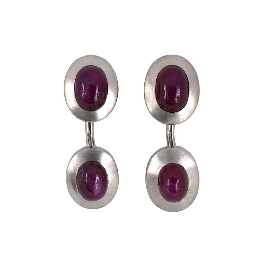 Platinum Cabochon Star Burma Ruby Cufflinks
