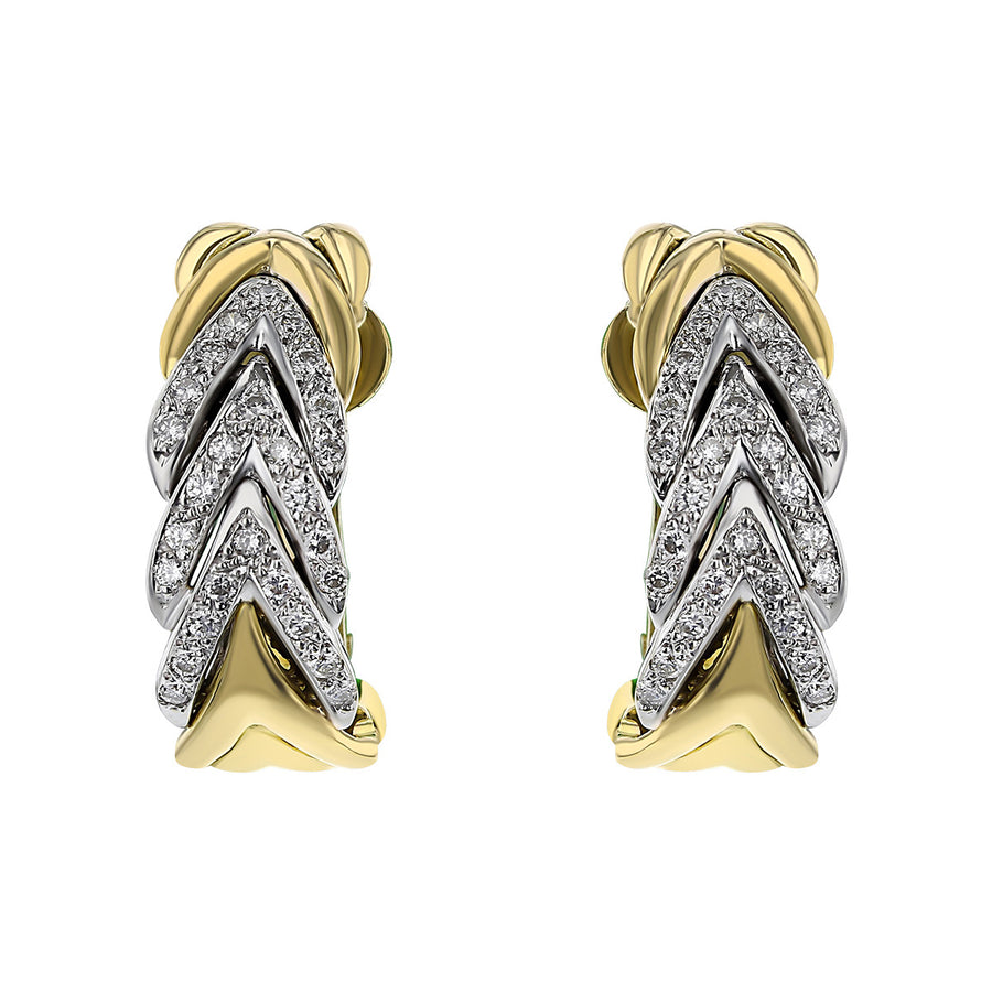 18K Yellow Gold Diamond Hoop Earrings