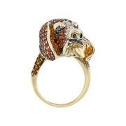 18K Yellow Gold Sapphire and Diamond Dog Ring