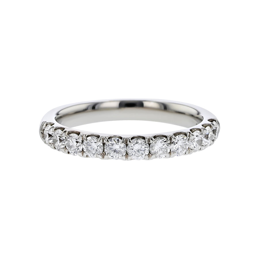 18K White Gold Partway Diamond Wedding Band