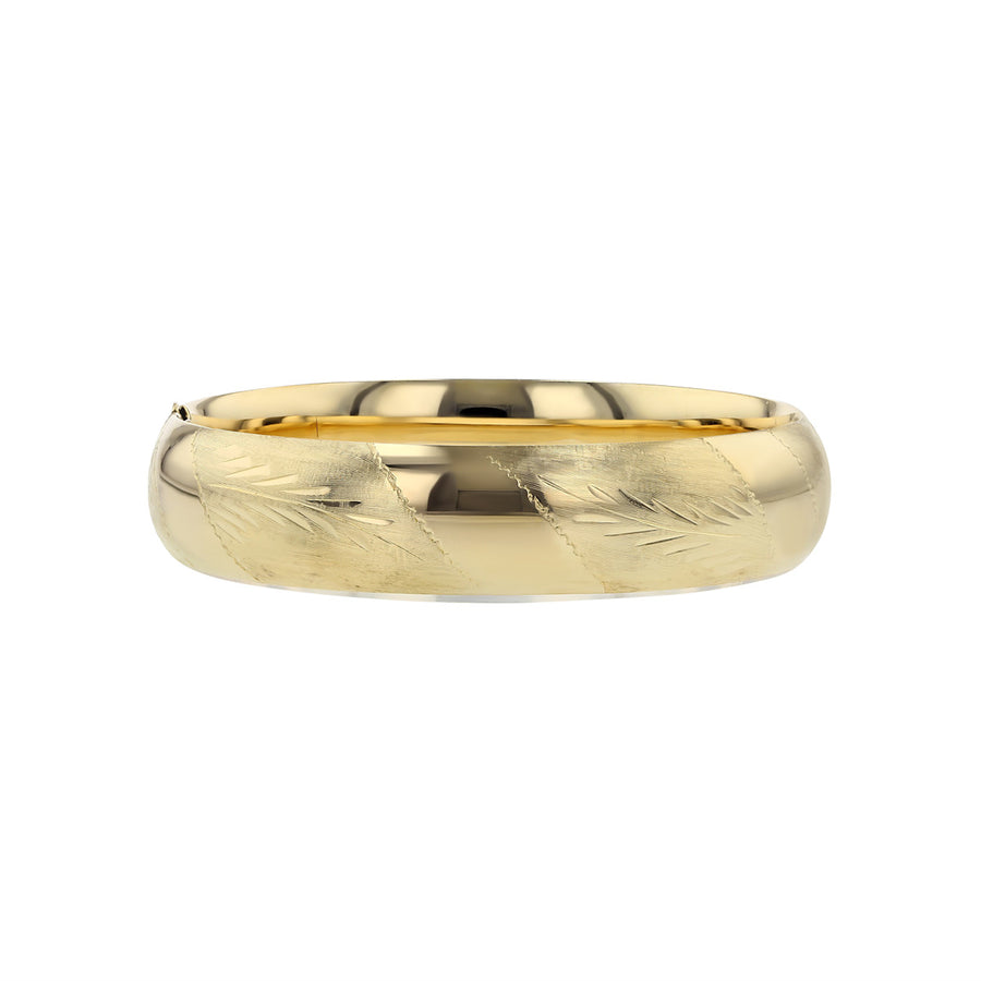 14K Yellow Gold Brush Finish Bangle Bracelet