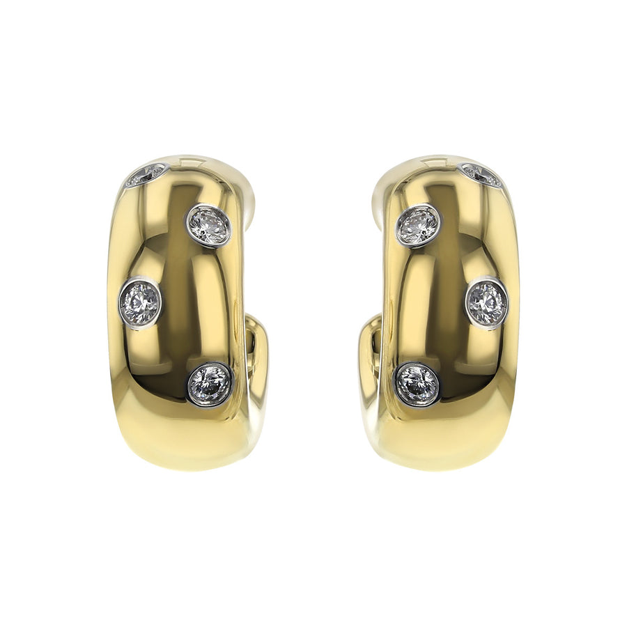 Tiffany 18K Yellow Gold Etoile Diamond Hoop Earrings | Sylvan\'s Jewelers