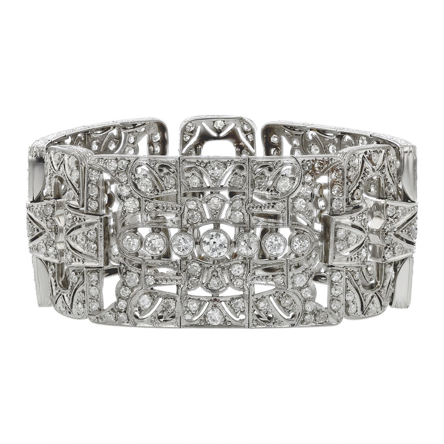 Art Deco Platinum Diamond Flexible Bracelet