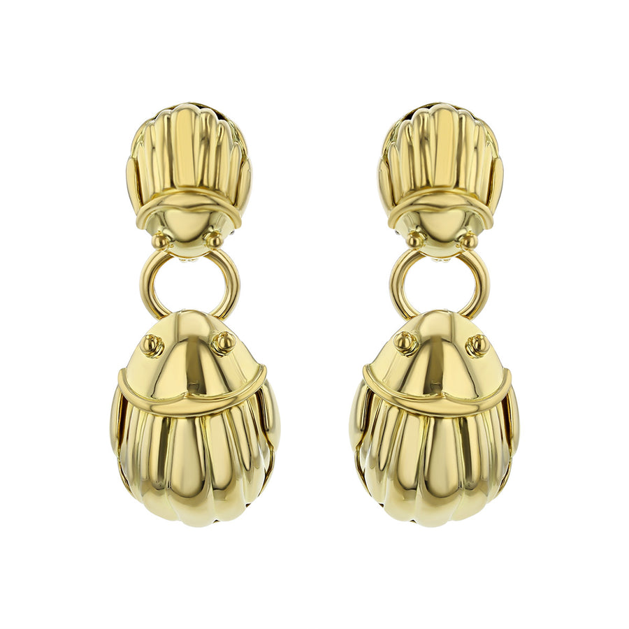 Tiffany 18K Yellow Gold Scarab Bug Beetle Earrings