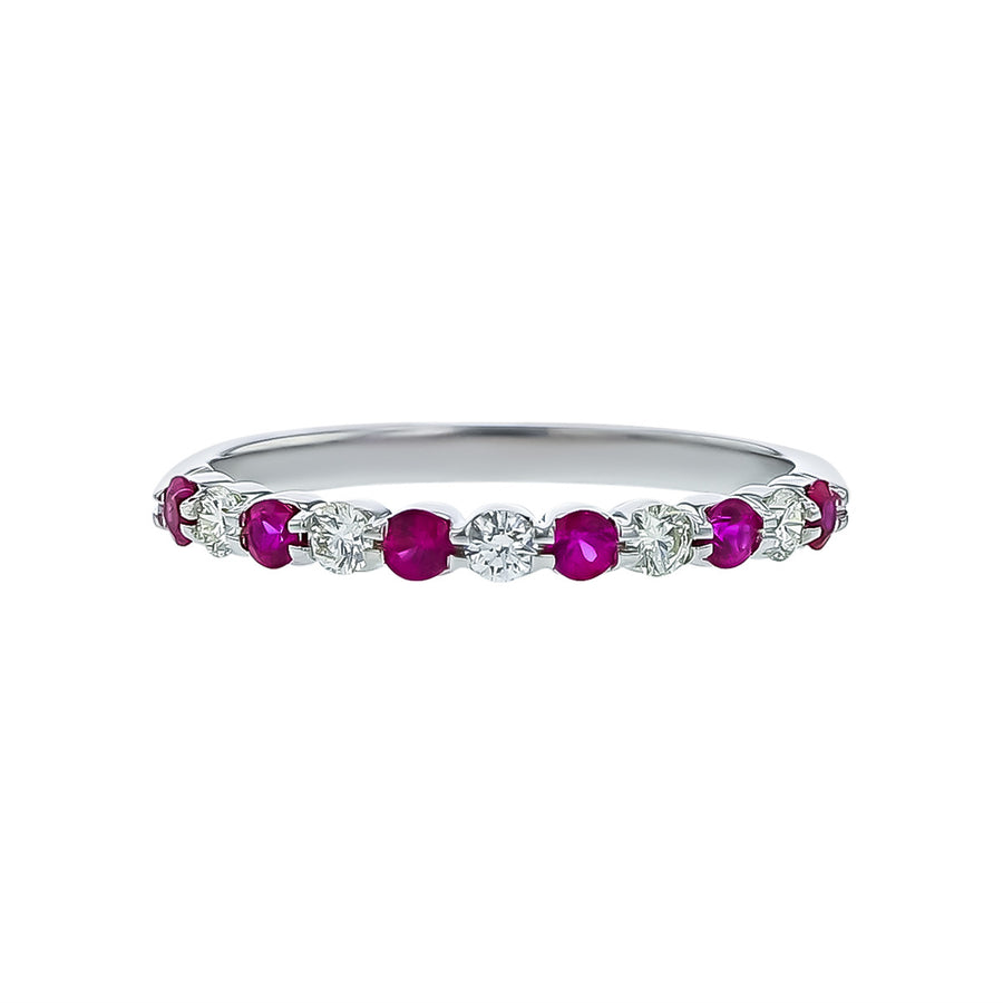 18K White Gold Diamond and Ruby Ring
