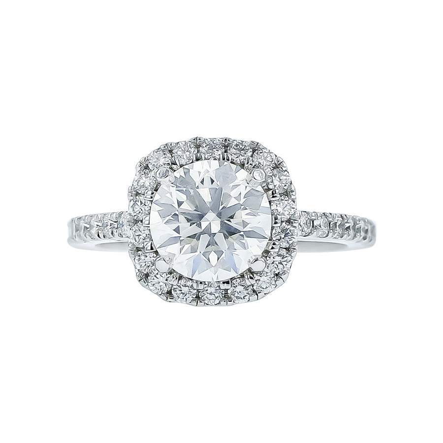 Platinum Brilliant Diamond Halo Engagement Ring