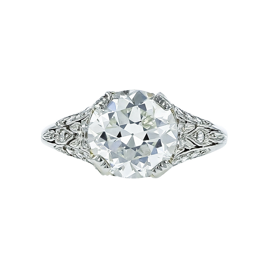 Art Deco Platinum Filigree Diamond Engagement Ring