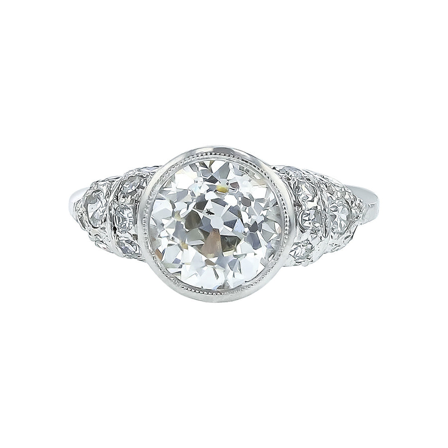 Art Deco European Cut Diamond Engagement Ring