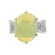 8.25-Carat Cabochon Opal and Diamond Platinum Ring