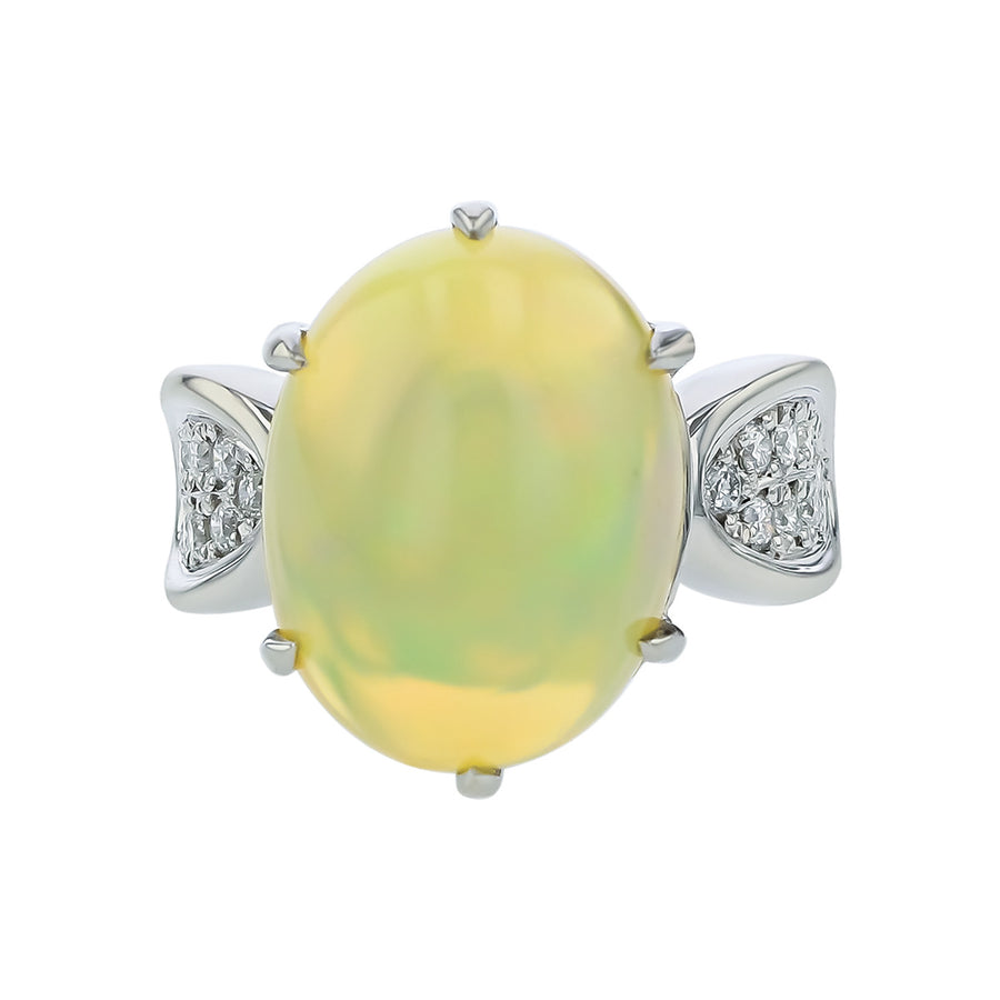 8.25-Carat Cabochon Opal and Diamond Platinum Ring