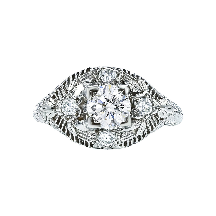 Art Deco Circa 1930s Platinum Diamond Ring
