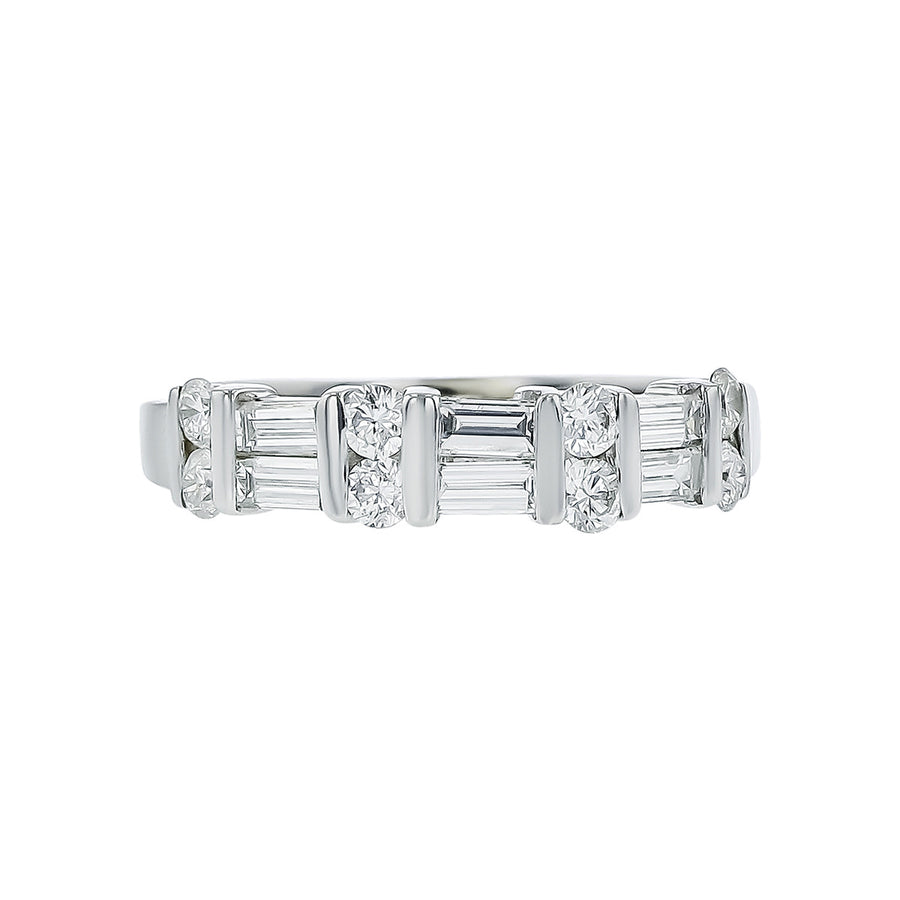 14K White Gold Baguette Diamond Wedding Band
