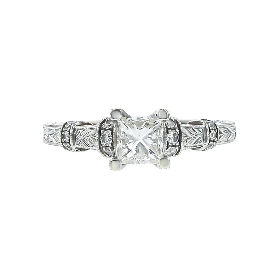 Princess Cut Diamond Filigree Engagement Ring